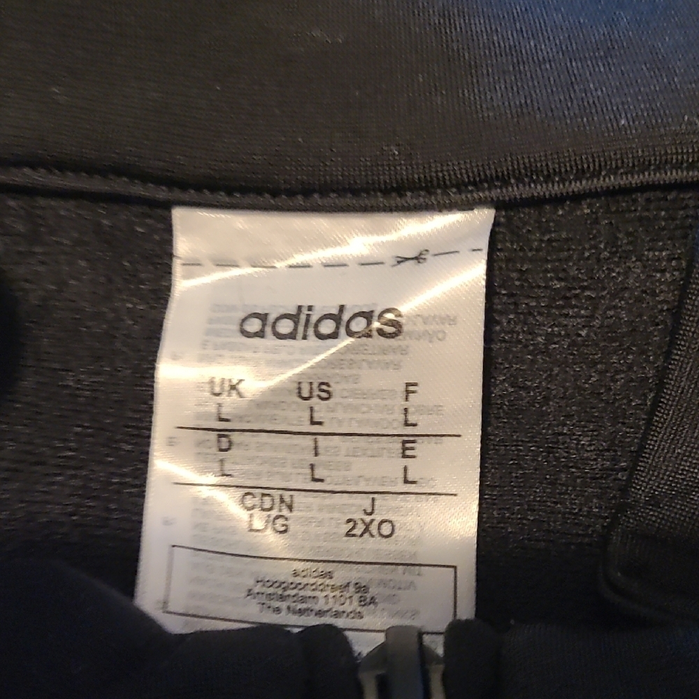 Adidas Black Track Jacket with White Stripes - Picture 2 of 4